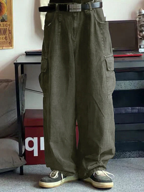 Men's Cargo Pocket Patched Straight Leg Jeans - Image 73