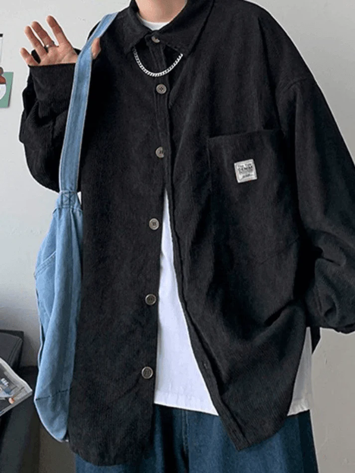 Men's Corduroy Loose Button-Down Shirt - Image 24