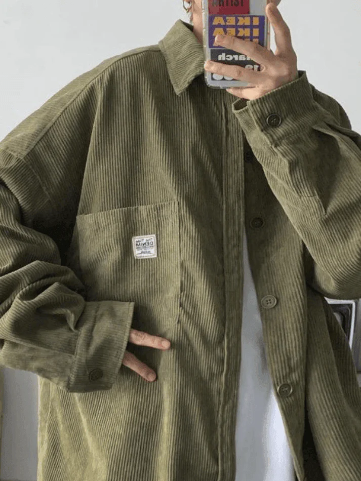 Men's Corduroy Loose Button-Down Shirt - Image 28