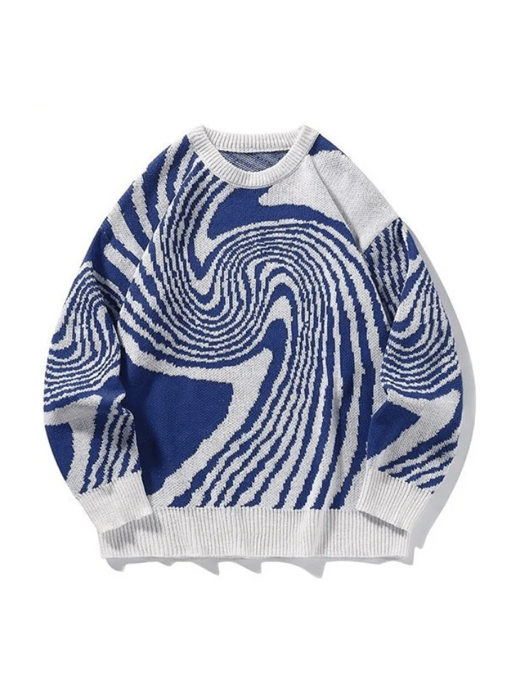 Men's Crew Neck Jacquard Knit Sweater - Image 4