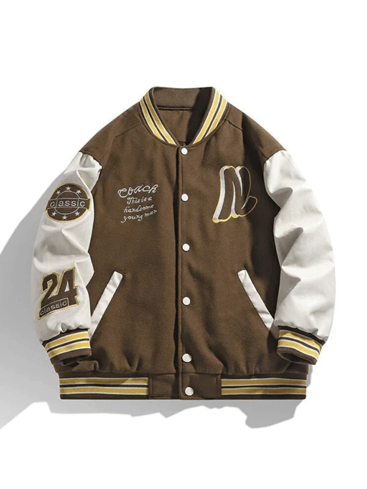 Men's Embroidery Button-Up Varsity Jacket - Image 14
