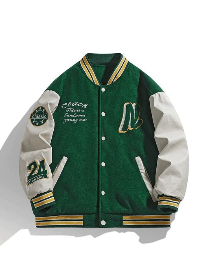 Men's Embroidery Button-Up Varsity Jacket - Image 9