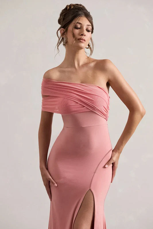 Mesh Asymmetric Formal Dress - Image 4