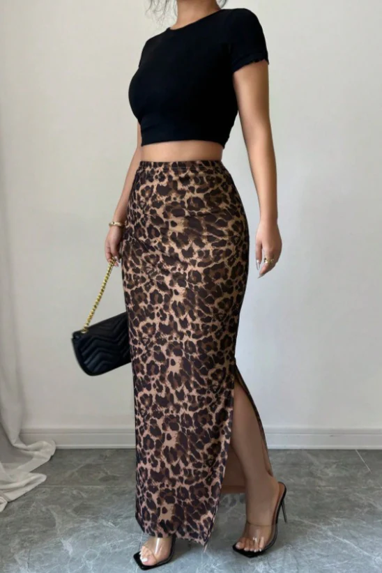 Mesh High Waist Split Casual Skirt - Image 4