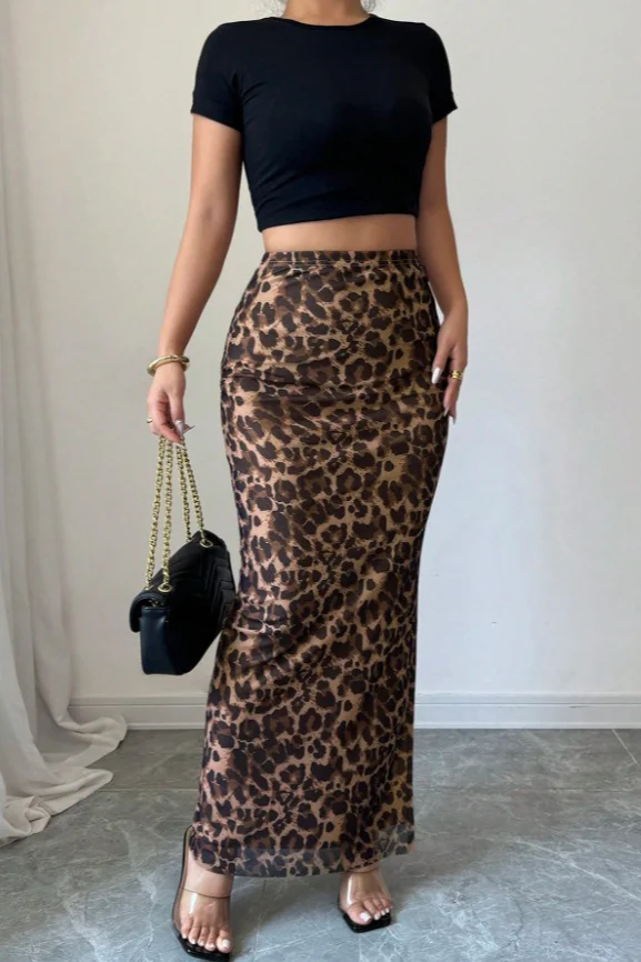 Mesh High Waist Split Casual Skirt - Image 5