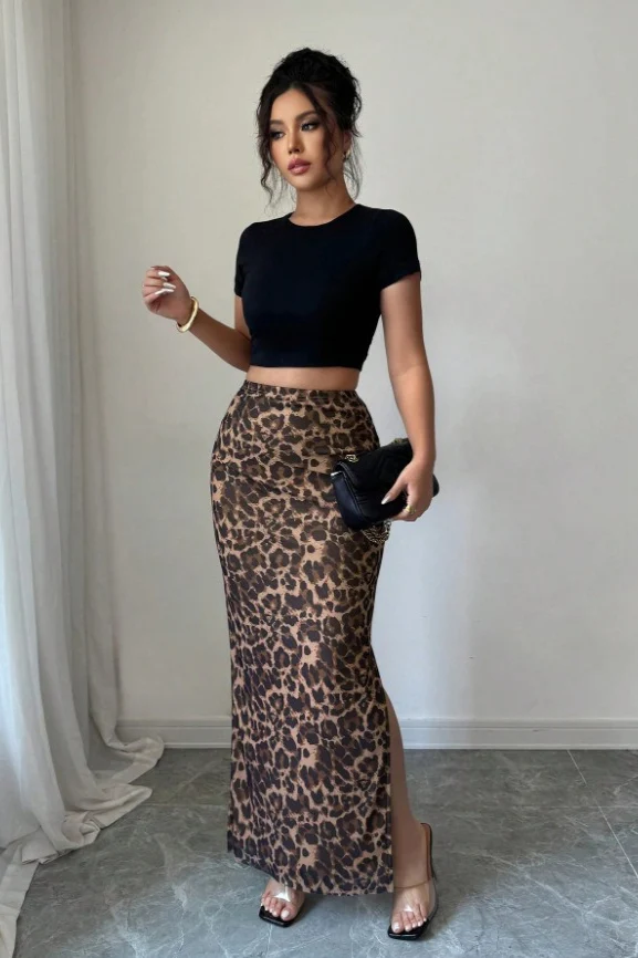 Mesh High Waist Split Casual Skirt - Image 6