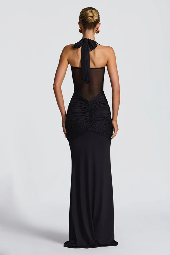 Mesh Panel Sash Maxi Dress - Image 12