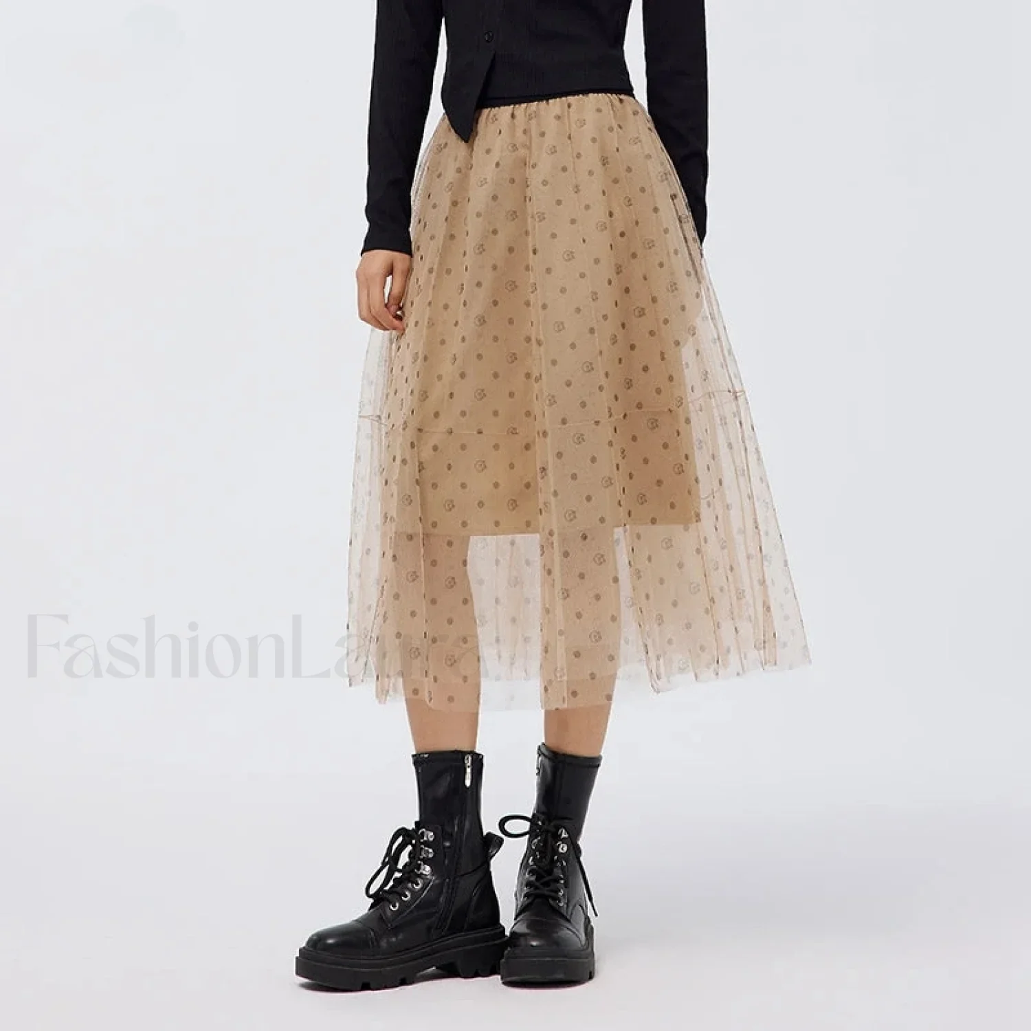 Mesh Polka Dot Umbrella Skirt - Image 11