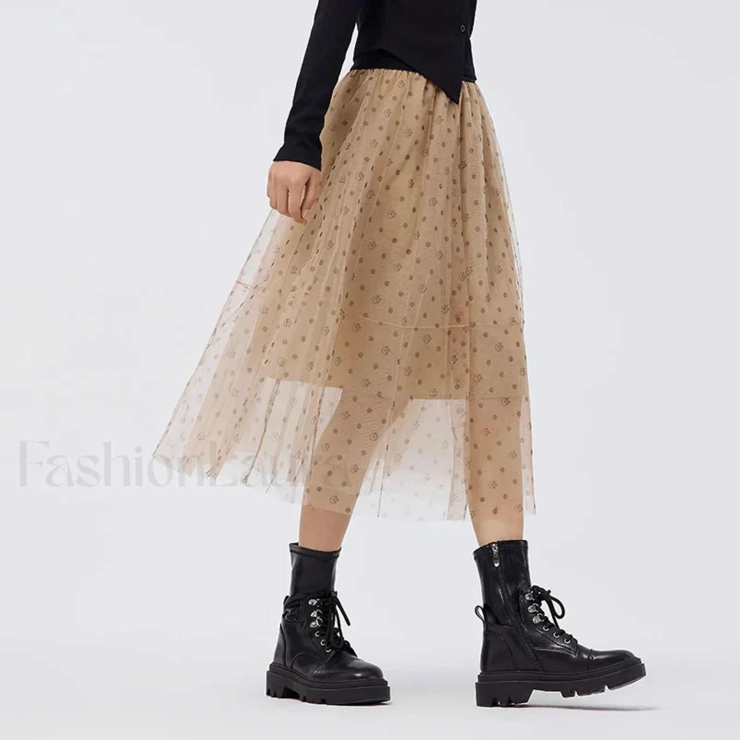 Mesh Polka Dot Umbrella Skirt - Image 5