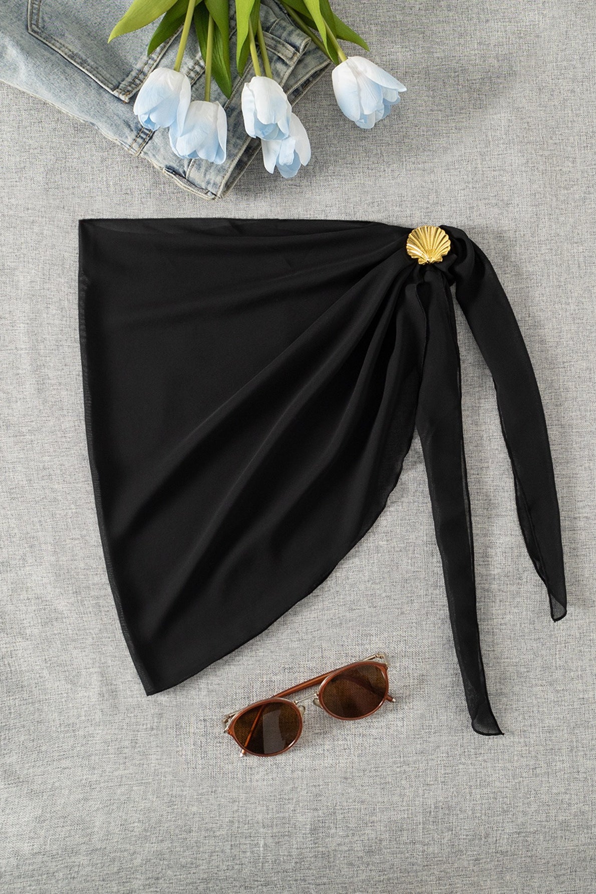 Mesh Shell Detail Beach Wrap Sarong Cover Up - Image 5