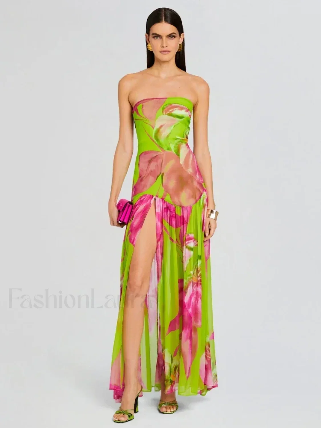 Mesh Slit Colorful Maxi Dress - Image 12
