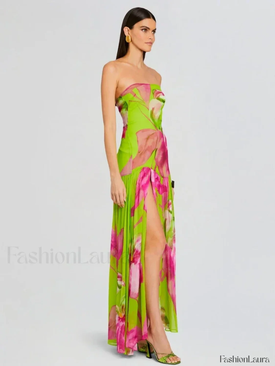 Mesh Slit Colorful Maxi Dress - Image 15