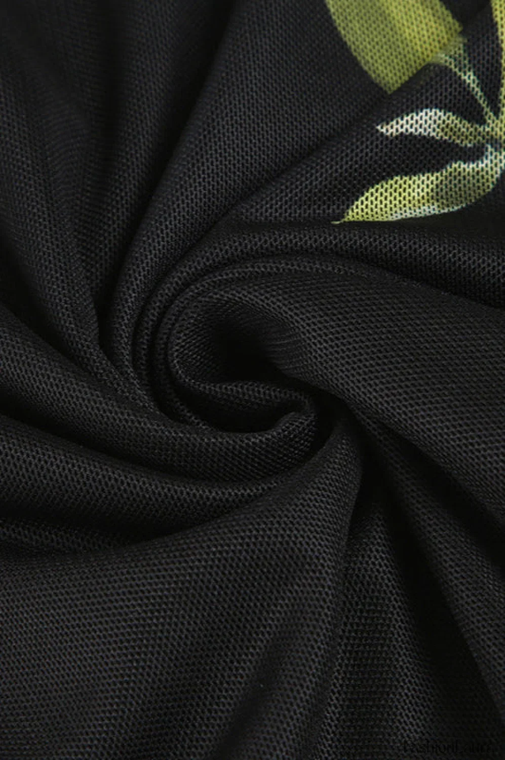 Mesh Stitching Irregular Pleated Plant Print Maxi Dress - Image 8