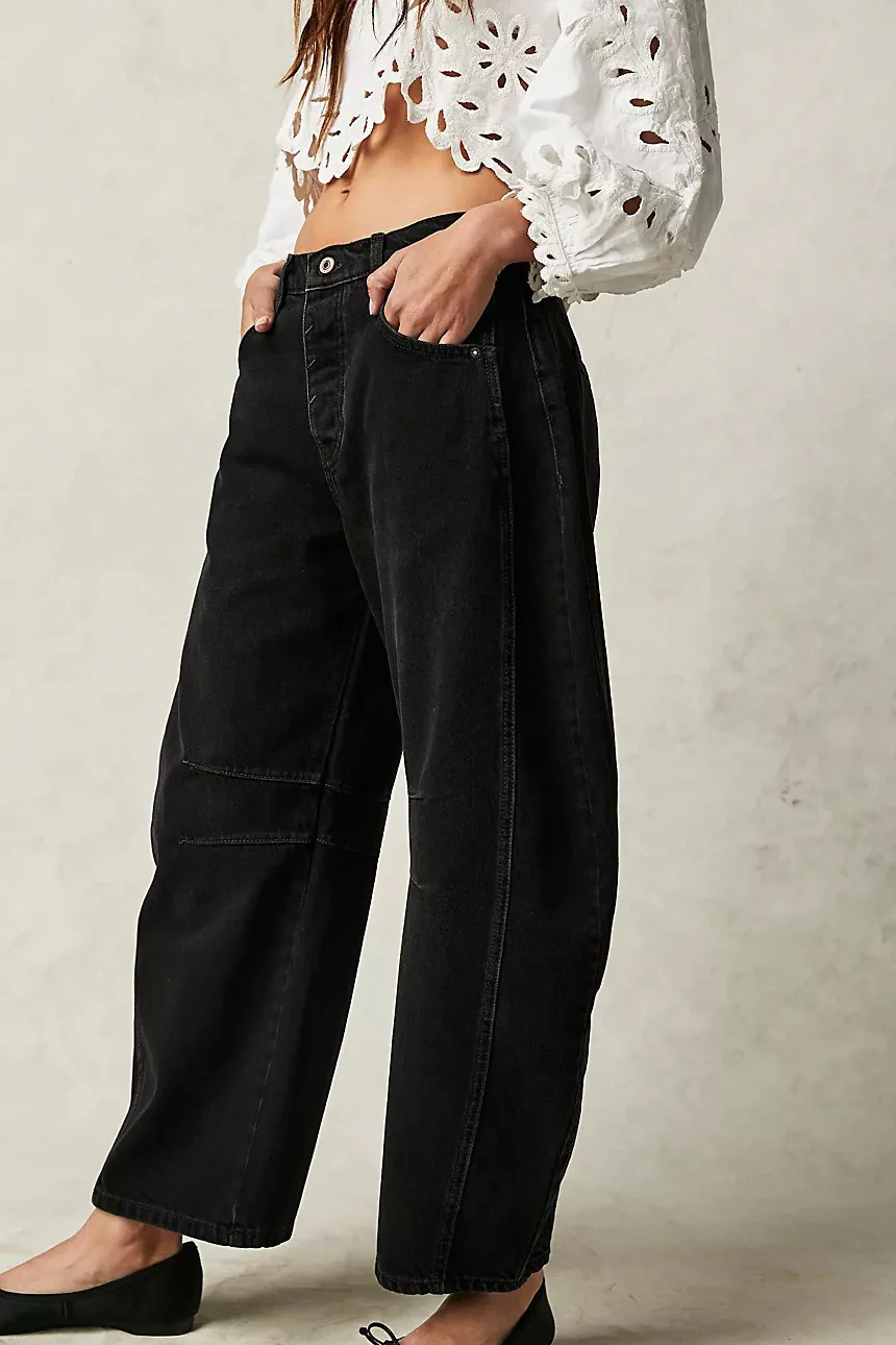 Mid Rise Washed Relaxed Wide Leg Jeans - Image 11