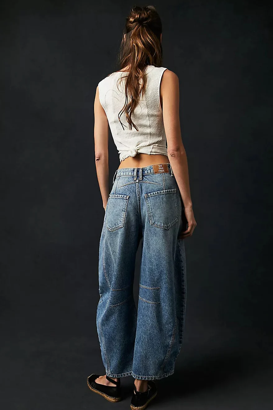 Mid Rise Washed Relaxed Wide Leg Jeans - Image 2