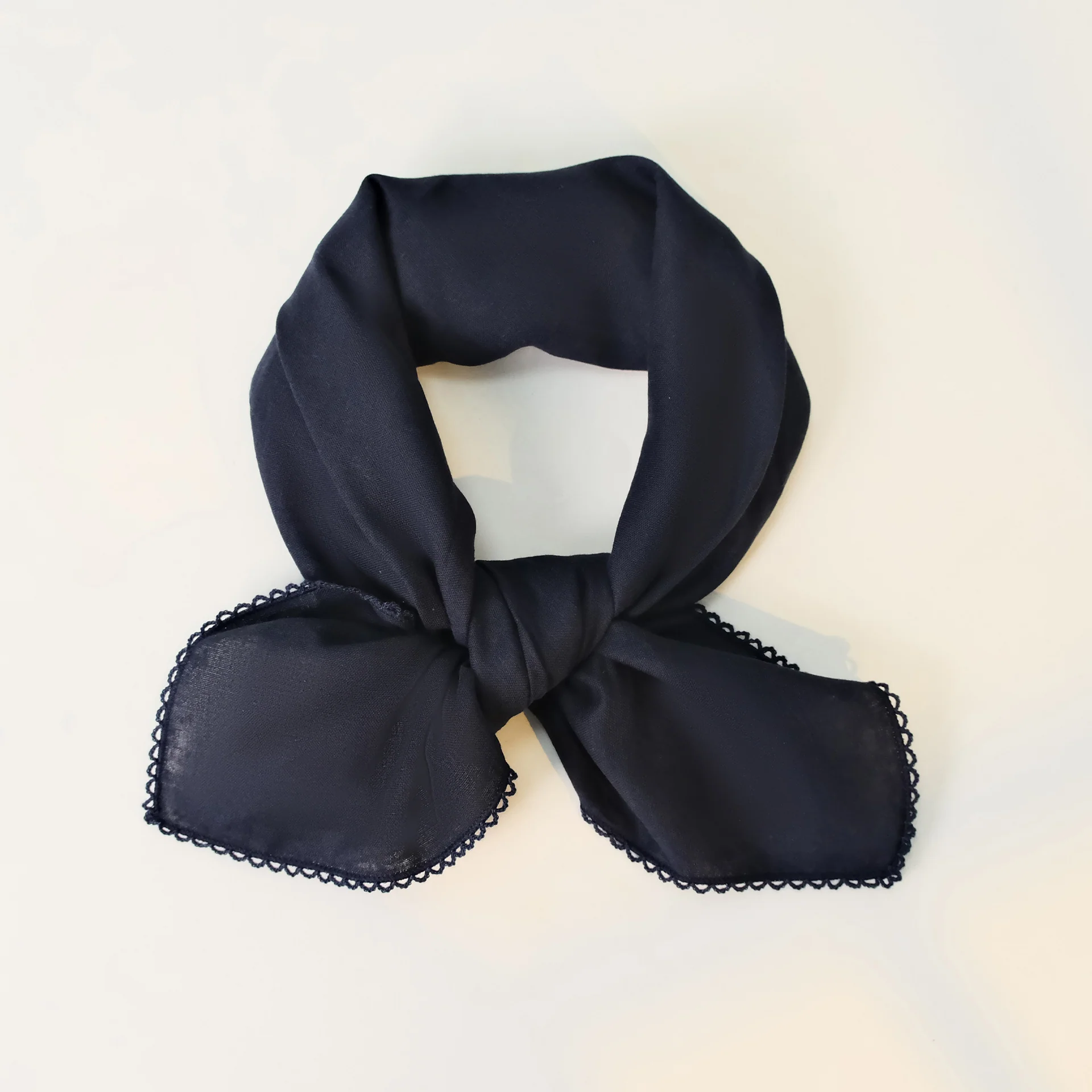 Minimal Cotton Double Layer Ruffle Trim Square Scarf - Image 4