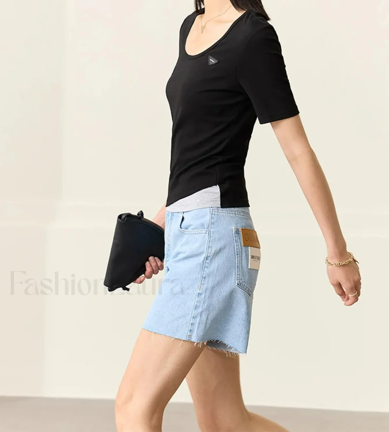 Minimalism Blue Loose Denim Short - Image 2