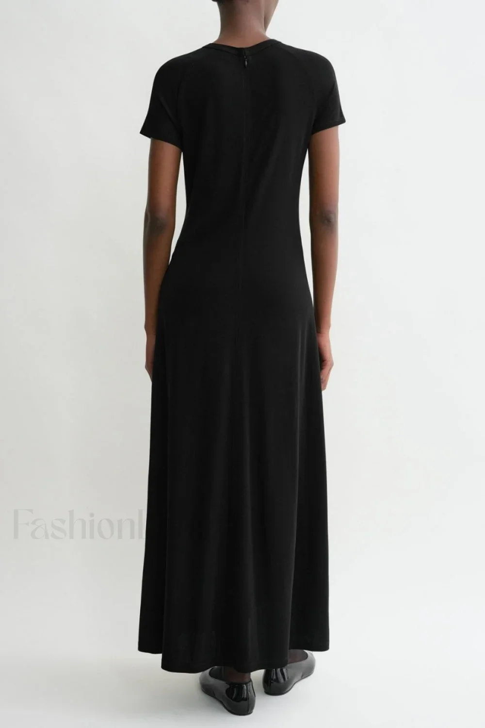 Minimalist A-Line Round Neck Short Sleeve Work Dress - Image 9