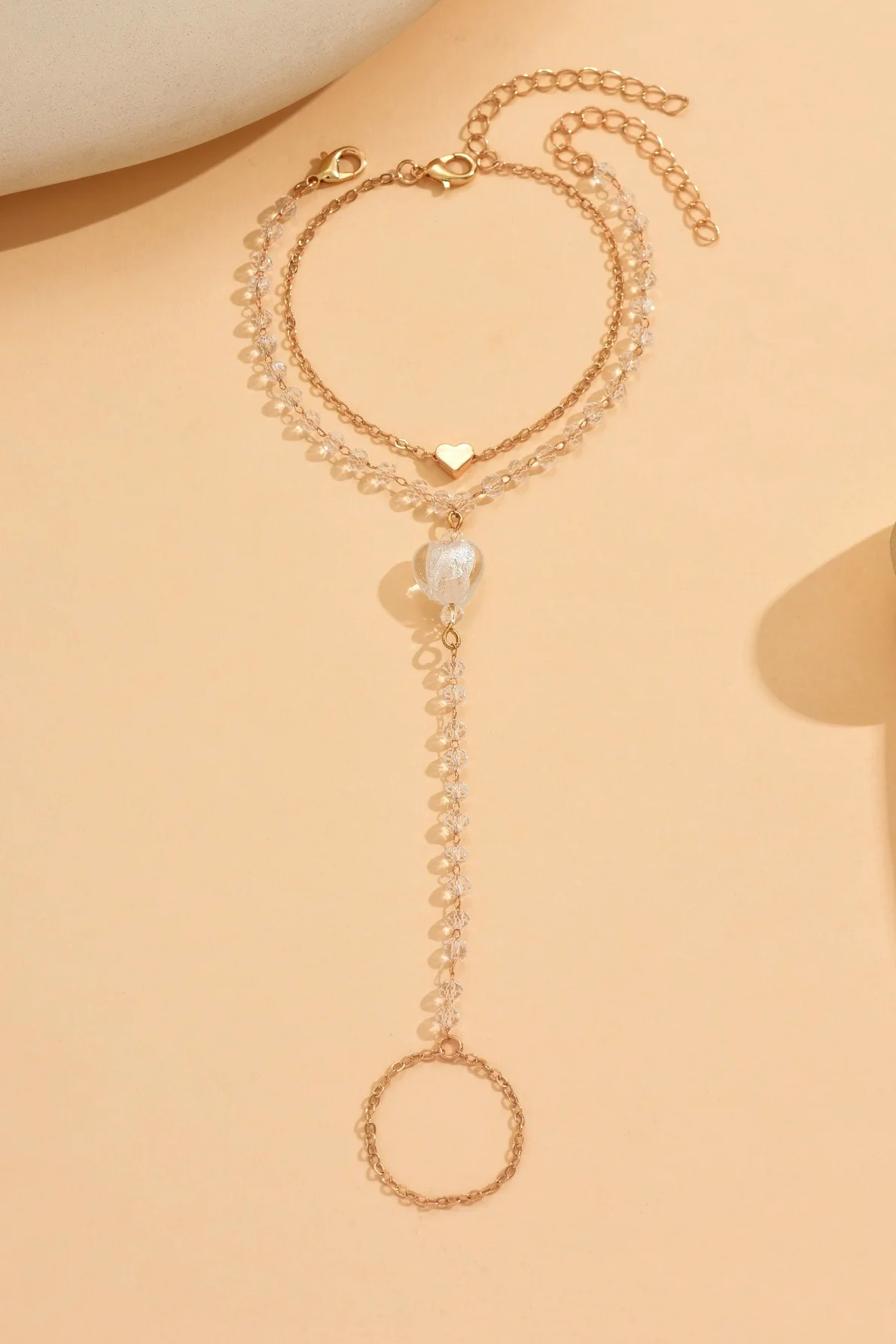 Minimalist Heart Pendant Finger Bracelet - Image 3