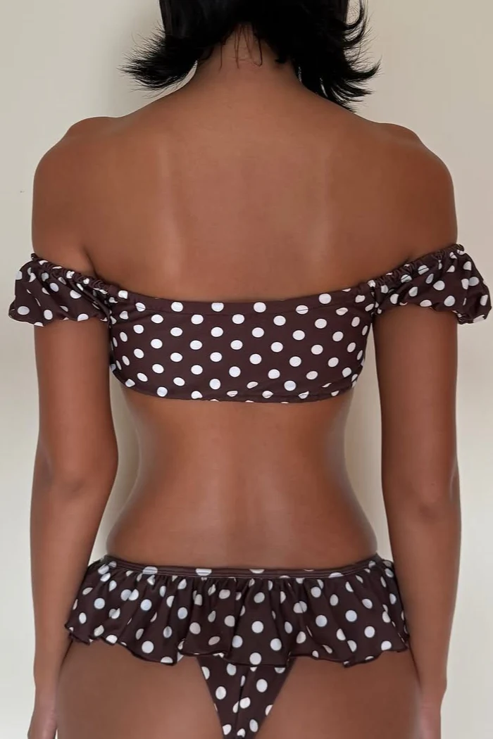 Minimalist Low Rise Retro Polka Dot Bikini Set - Image 2
