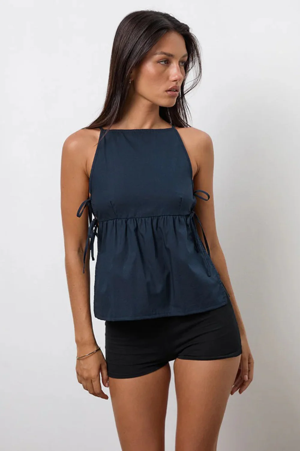 Minimalist Side Tie Solid Tank Top - Image 3