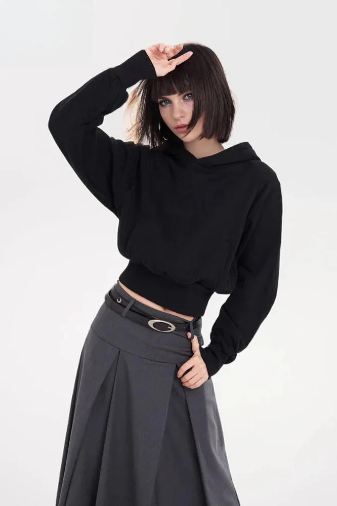 Minimalist Solid Color Cotton Hooded Hoodie - Image 8