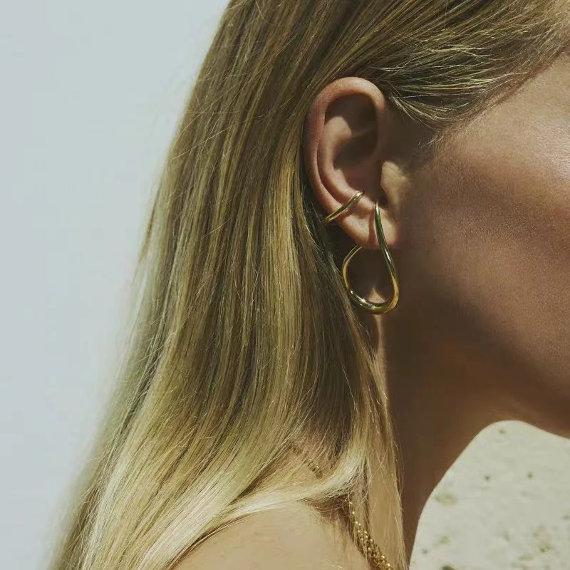 Minimalist Stacked Ear Cuff Earrings - Image 2