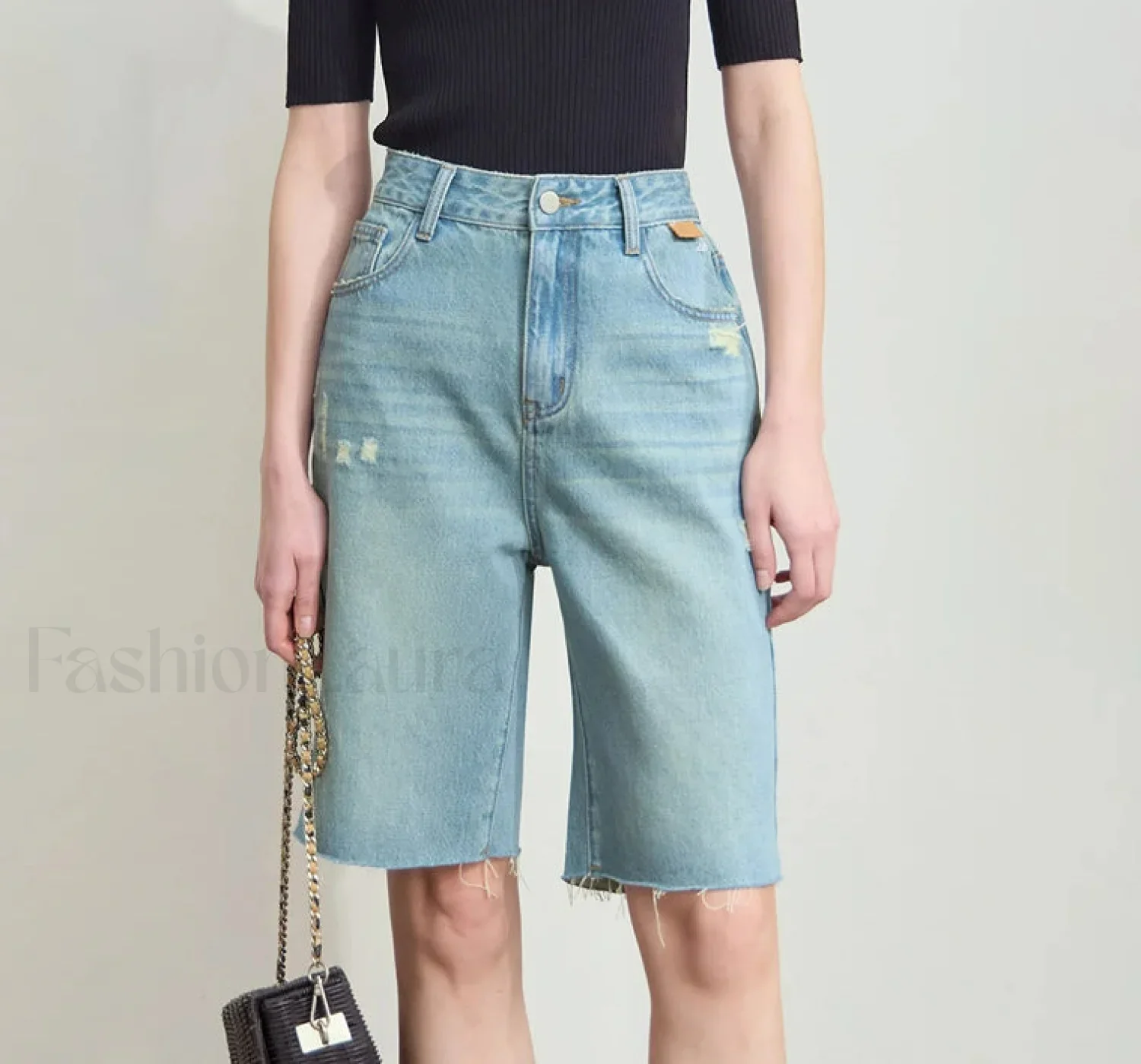 Minimalist Summer Denim High Waist Loose Cotton Short - Image 4