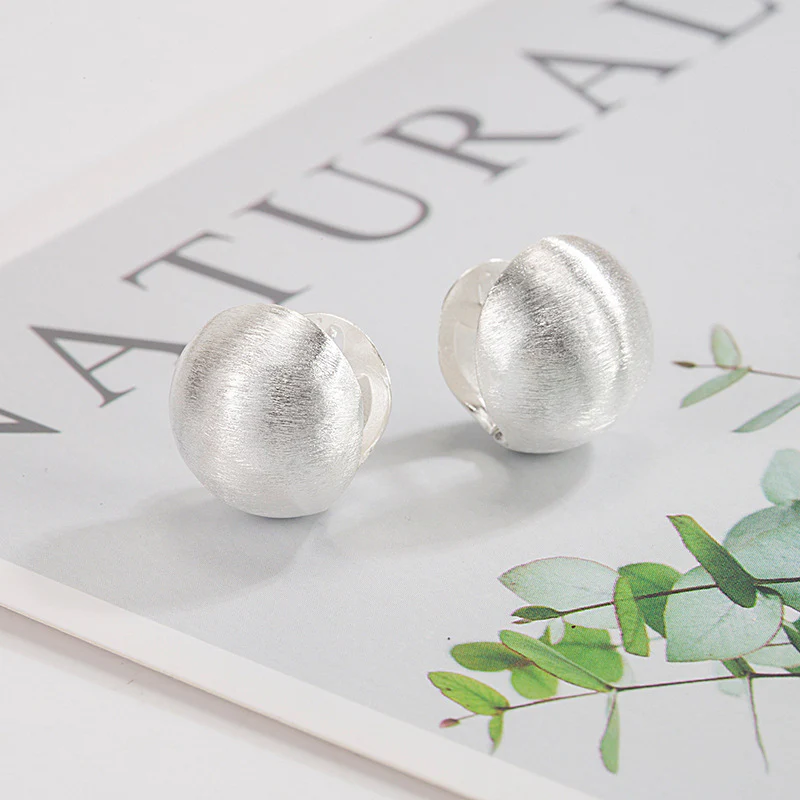 Minimalist Textured Ball Ear Cuff Earrings - Image 2