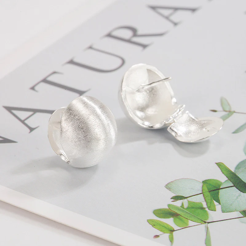 Minimalist Textured Ball Ear Cuff Earrings - Image 3