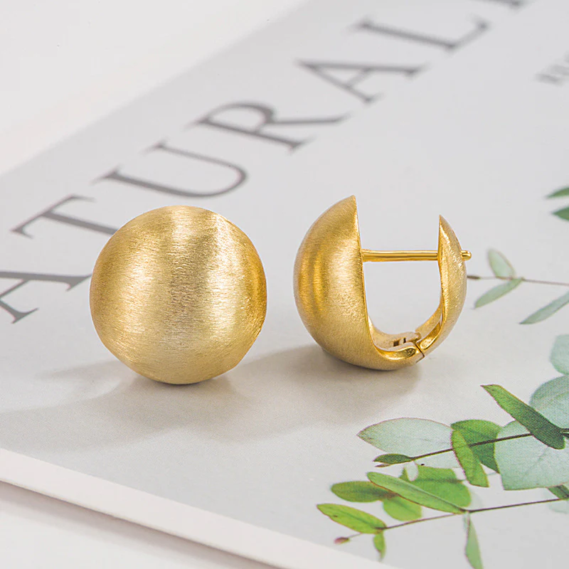 Minimalist Textured Ball Ear Cuff Earrings - Image 4