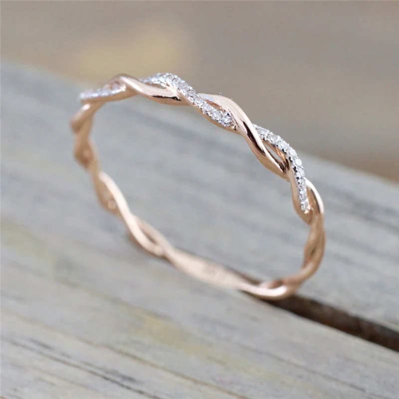 Minimalist Twist Diamond Band Couples Ring - Image 3