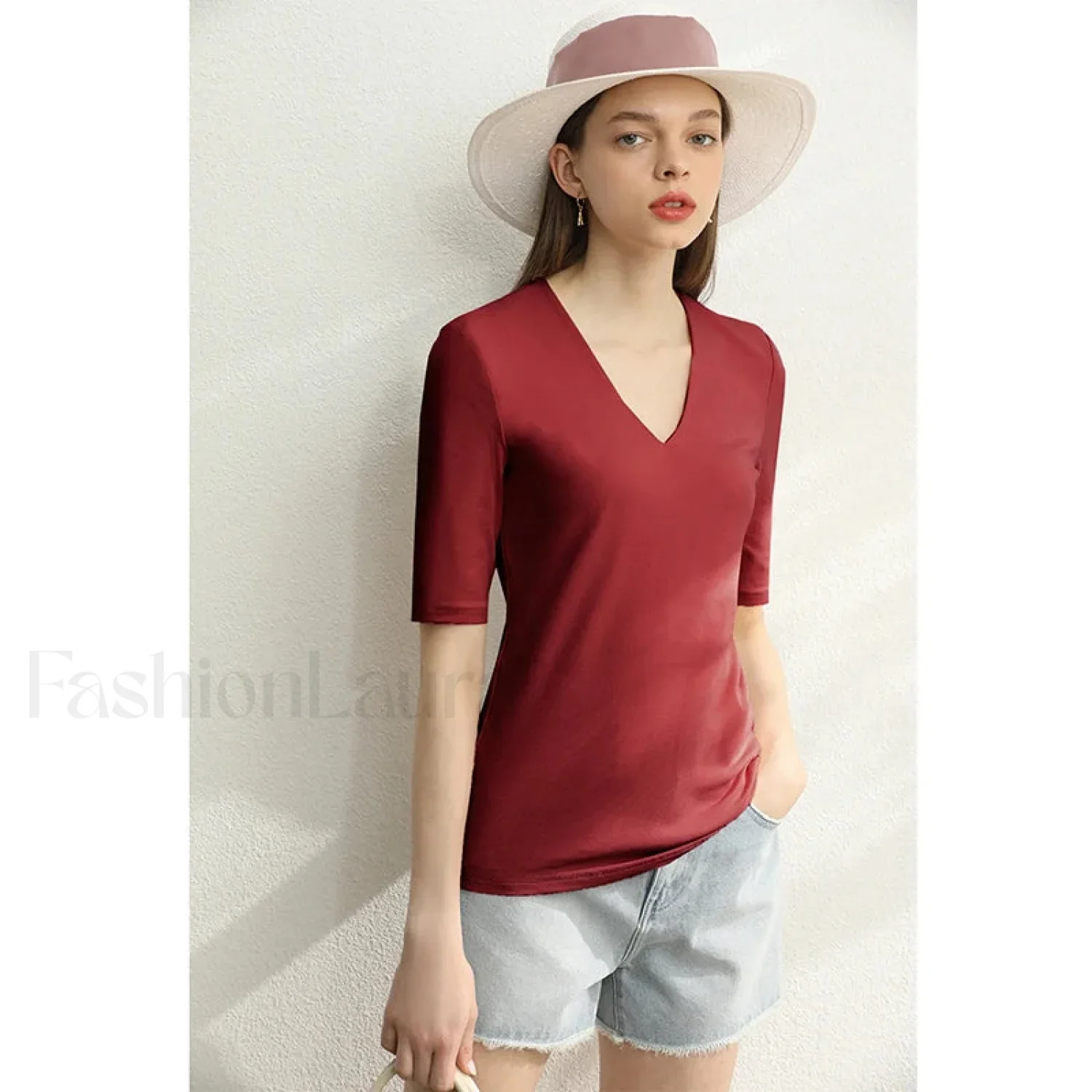 Modal Slim V-Neck T-Shirt - Image 11