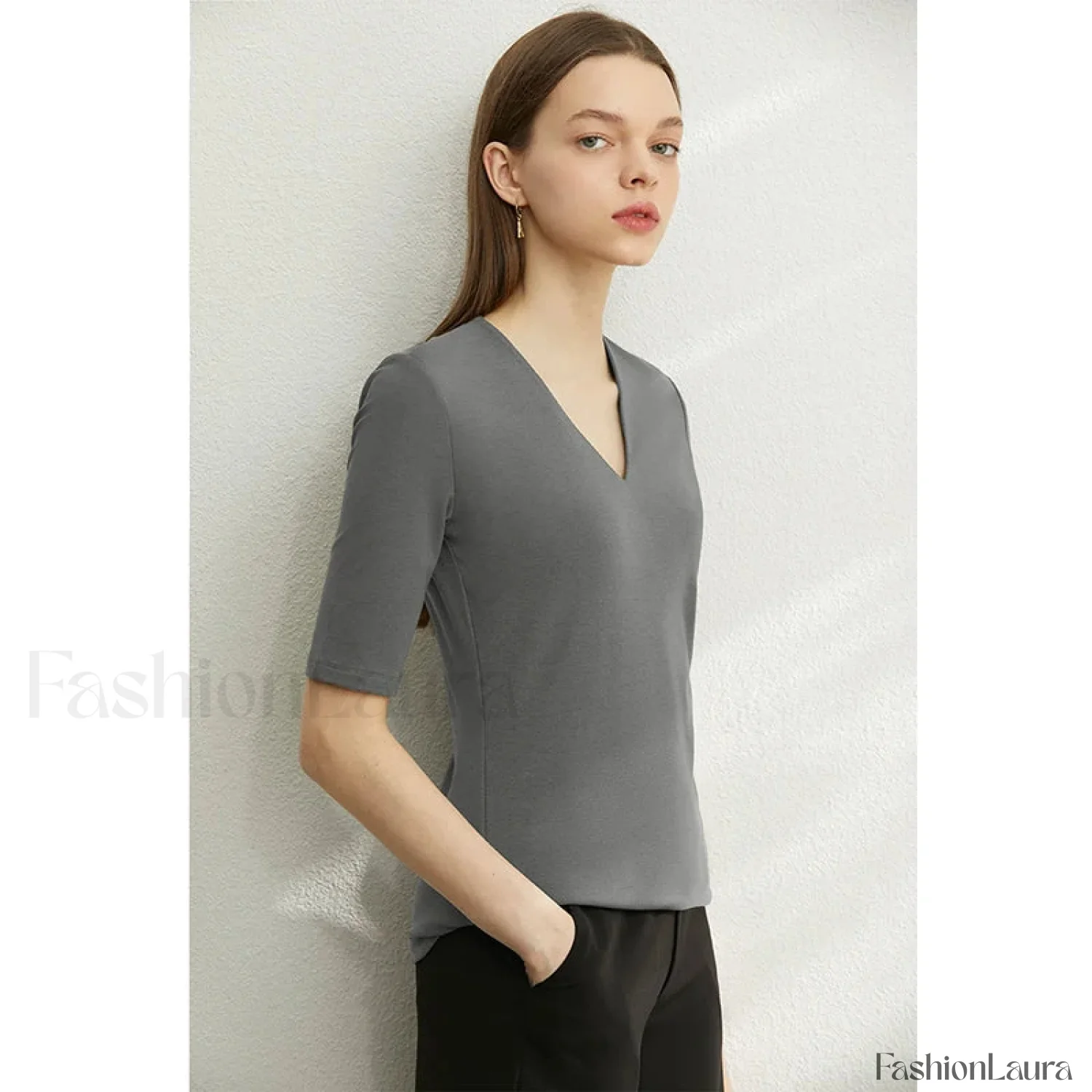 Modal Slim V-Neck T-Shirt - Image 15