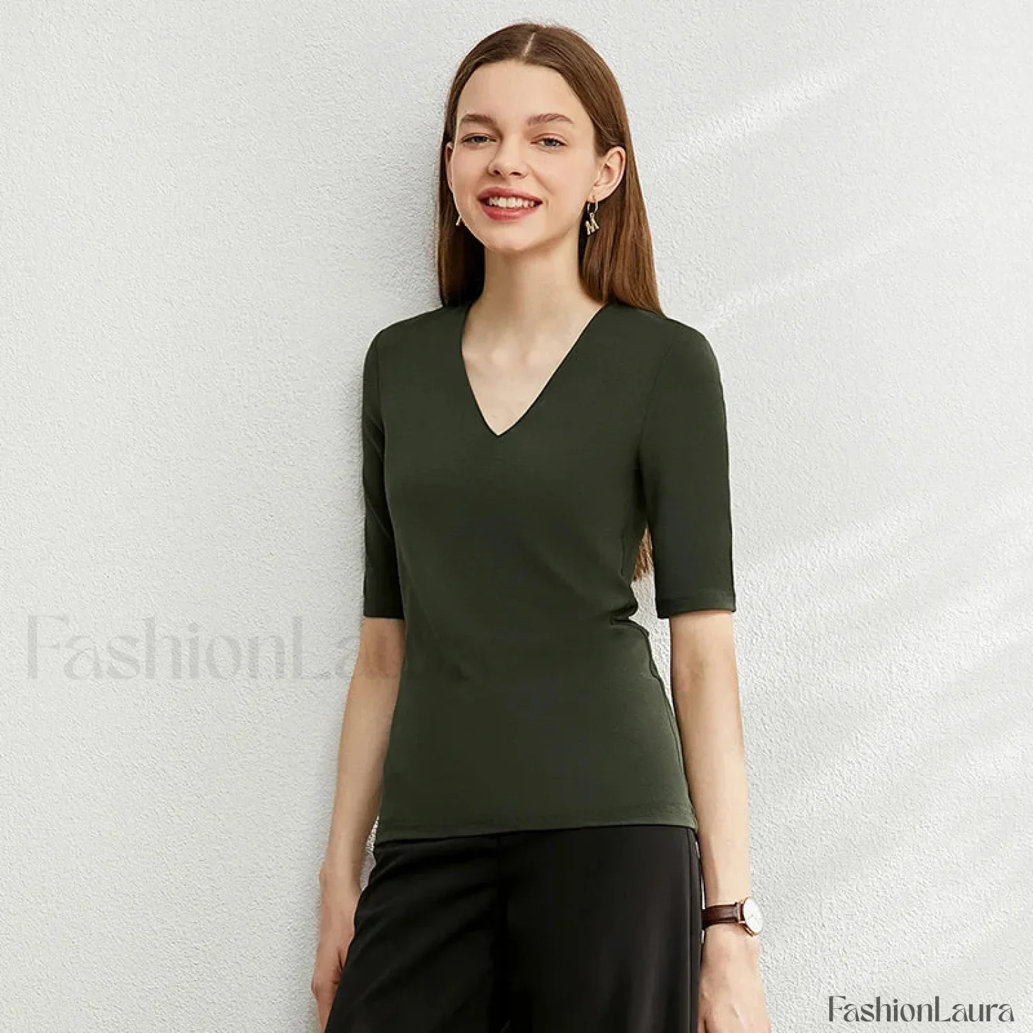 Modal Slim V-Neck T-Shirt - Image 19