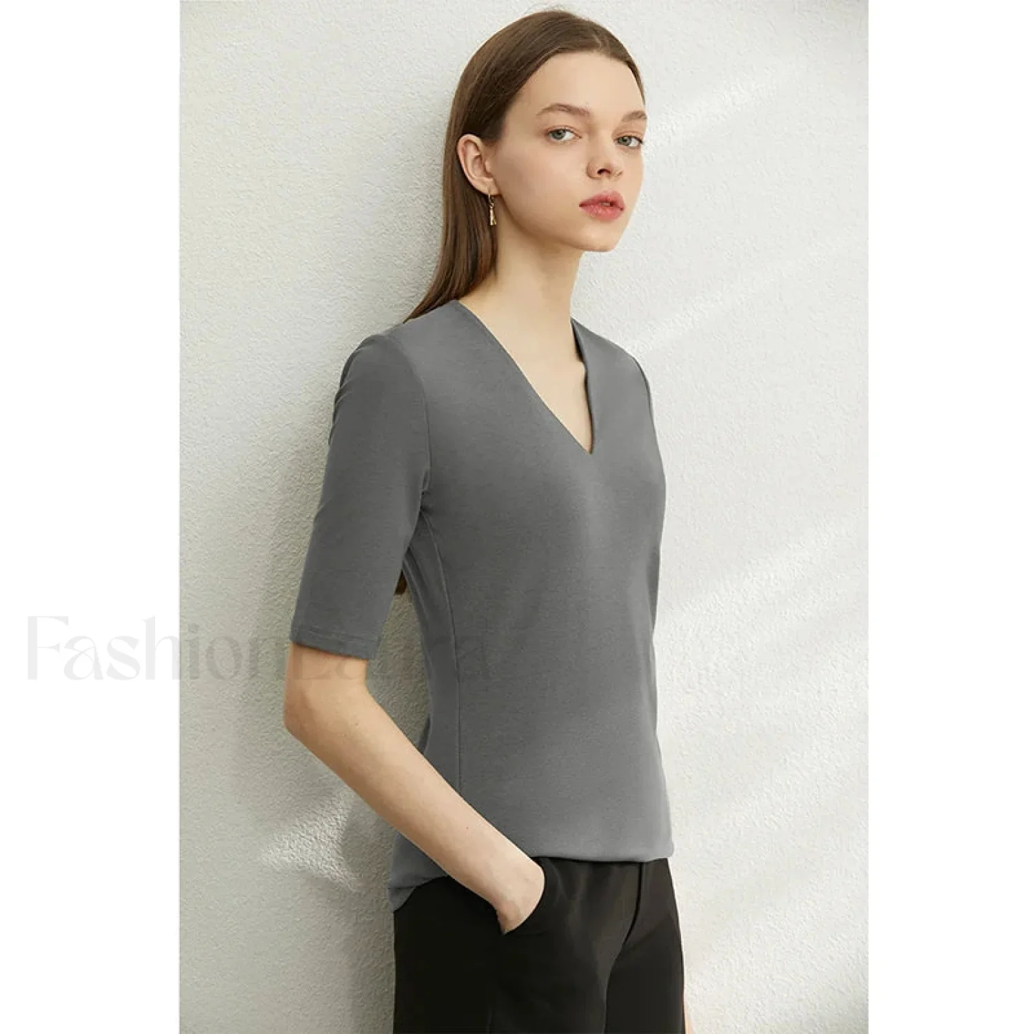Modal Slim V-Neck T-Shirt - Image 3