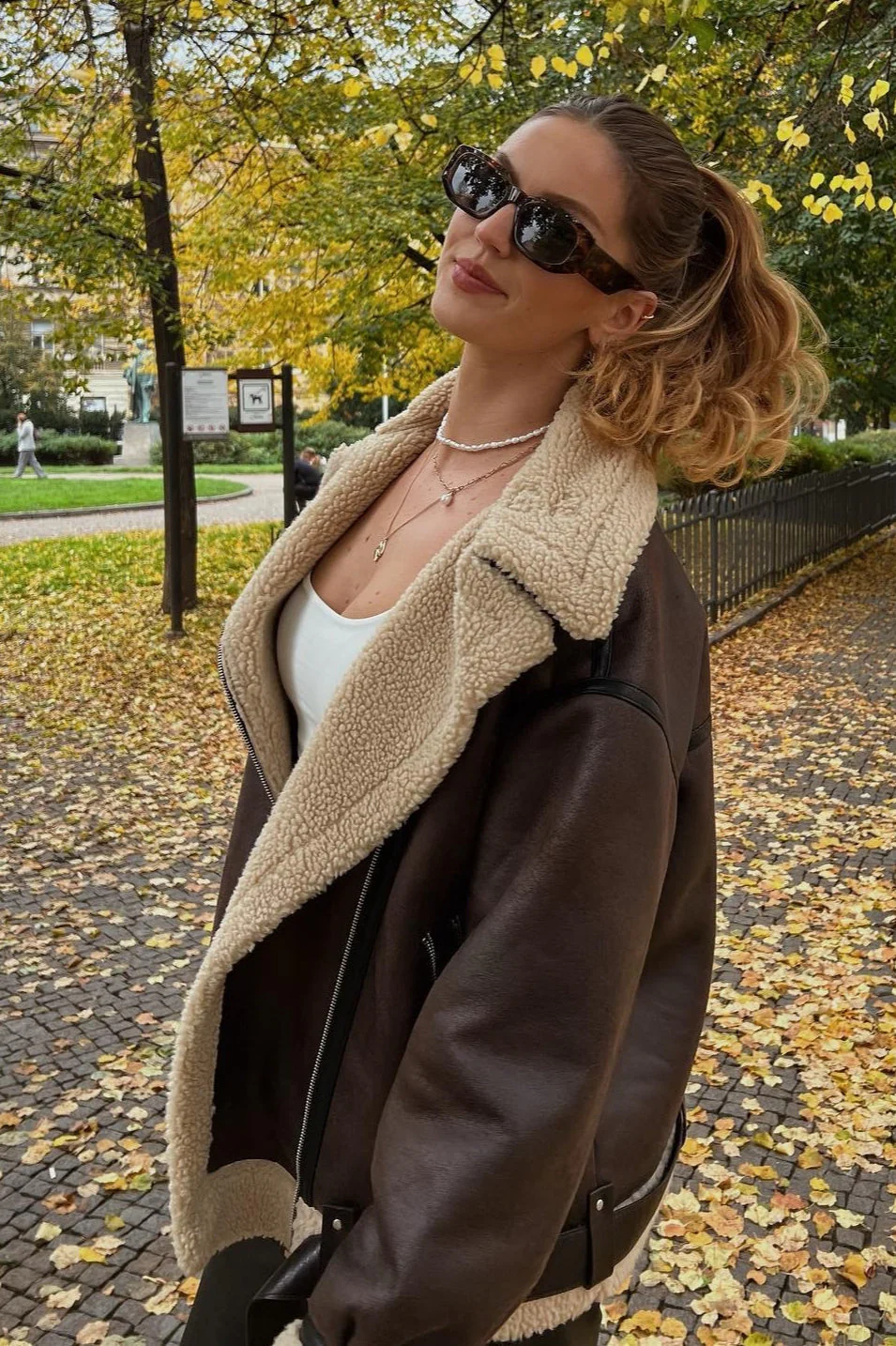 Multi-Zip Faux Shearling Longline Jacket - Image 4