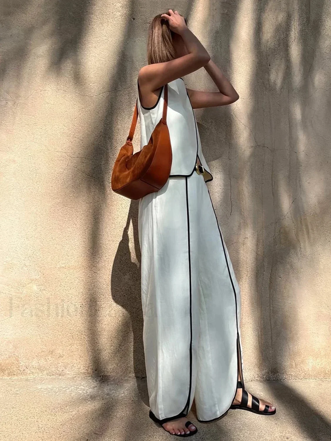 New O-Neck Crop Pants Two Piece Set - Image 5