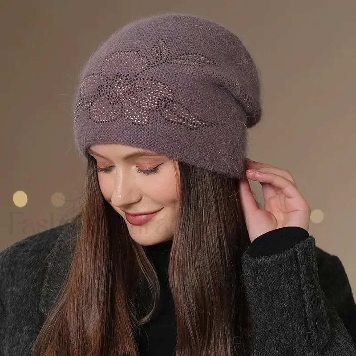 New Winter Fashion Decorate Rabbit Fur Blend Warm Hat - Image 10