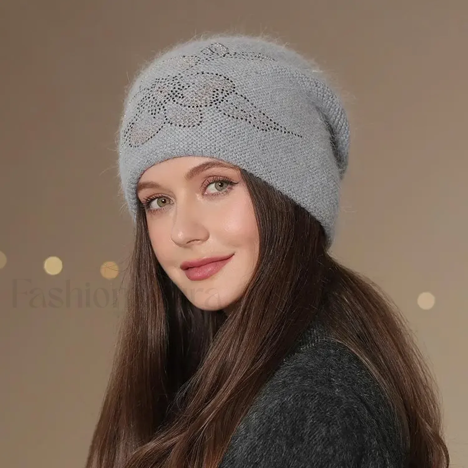 New Winter Fashion Decorate Rabbit Fur Blend Warm Hat - Image 16