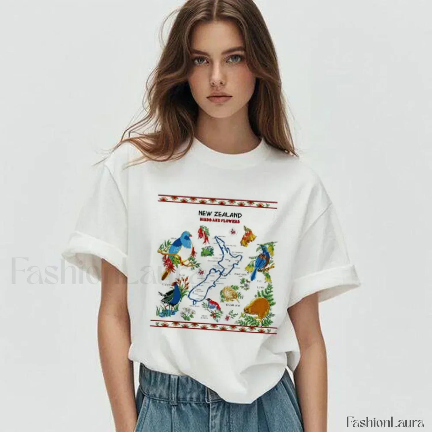 New Zealand Cartoon Summer Loose Casual T-Shirt - Image 12