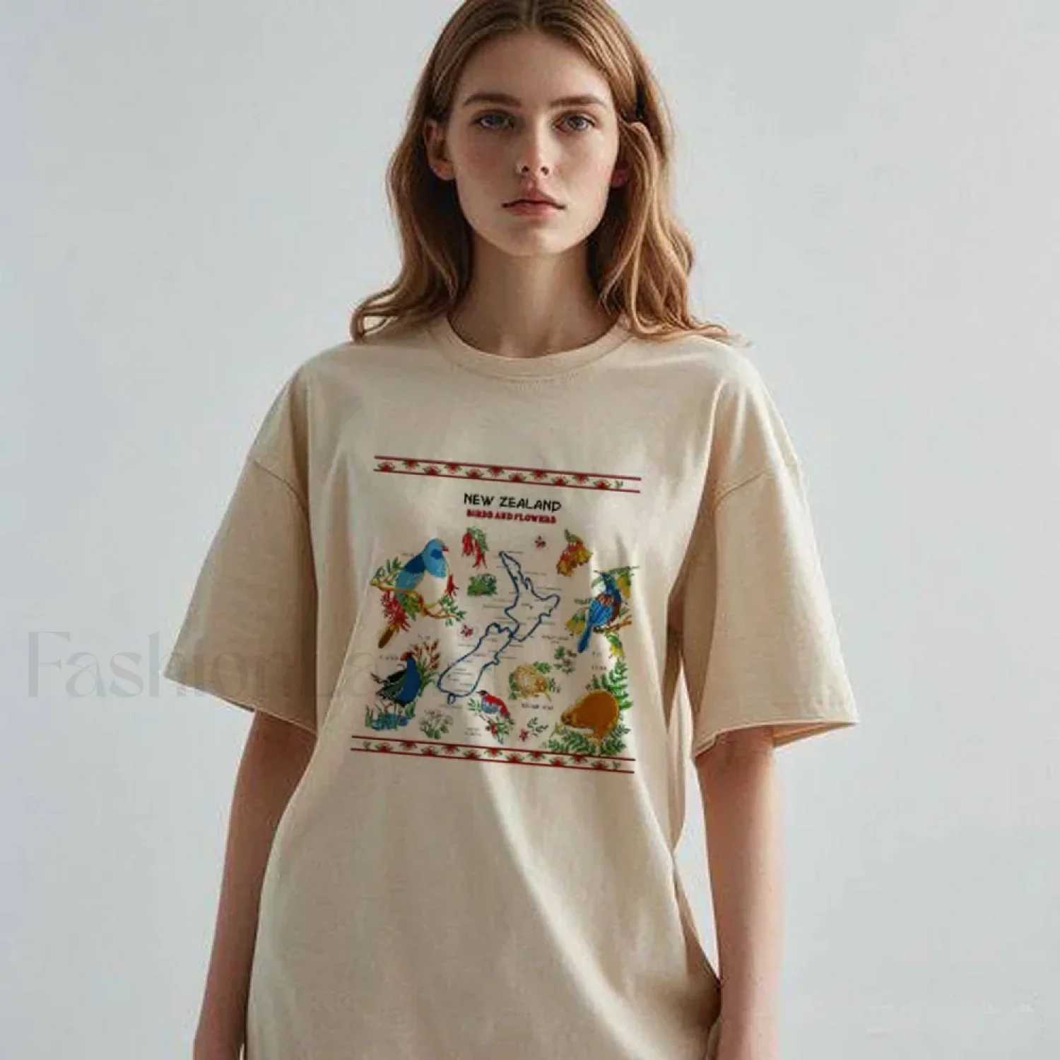 New Zealand Cartoon Summer Loose Casual T-Shirt - Image 3