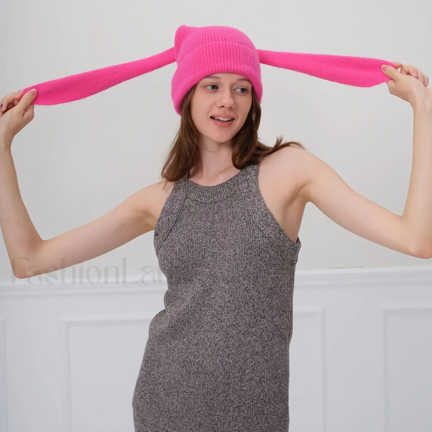 Novelty Cute Rabbit Ears Autumn Winter Skullies Beanies Hat - Image 2