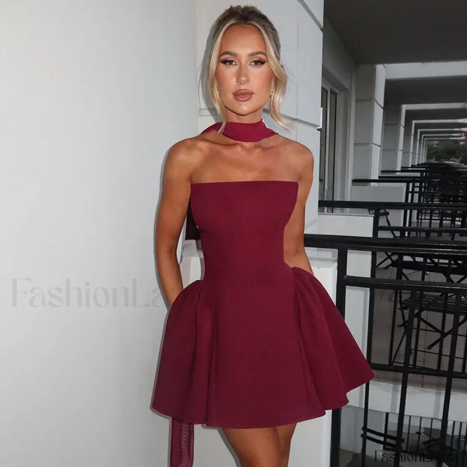 Off-Shoulder A-Line Mini Dress - Image 12
