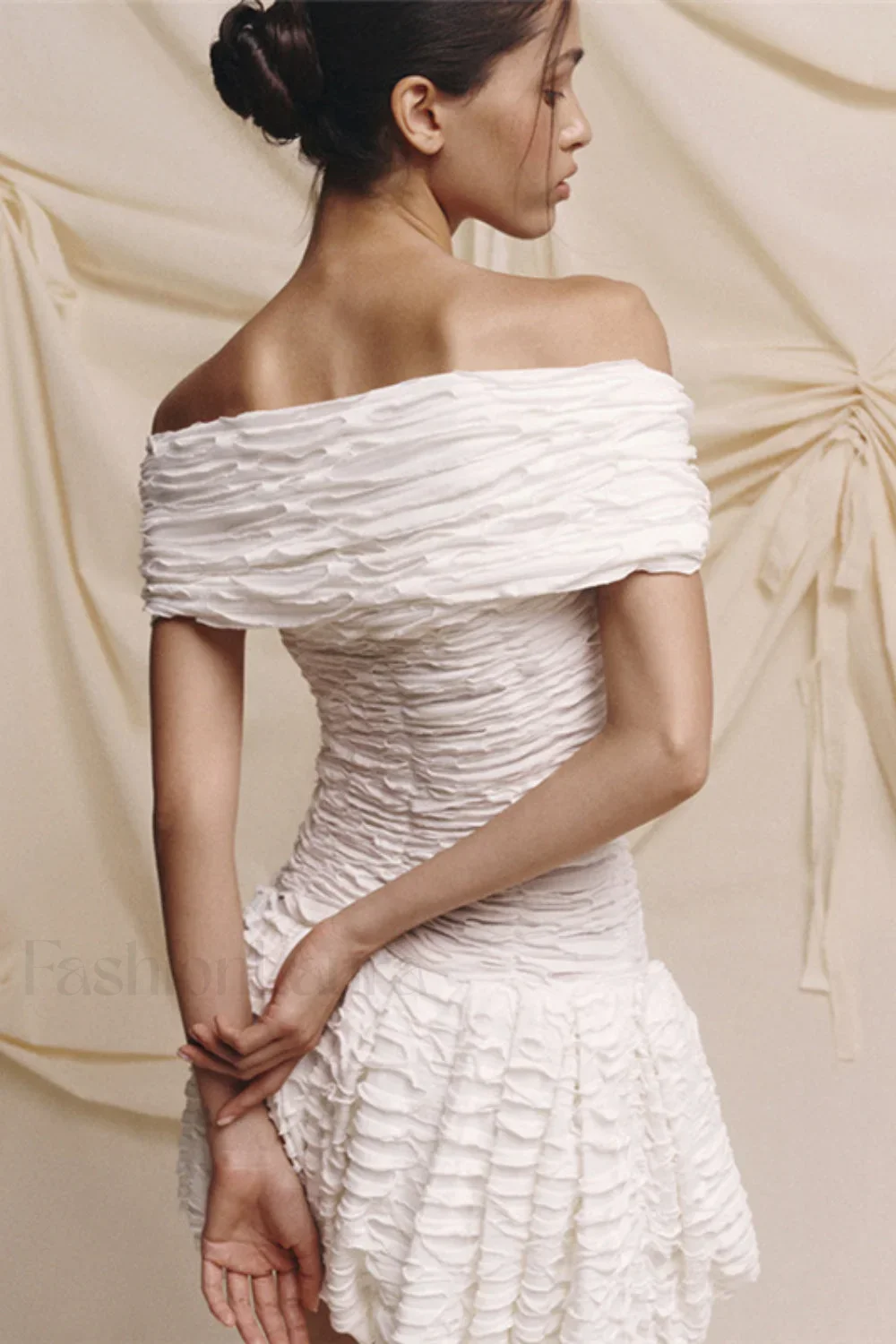 Off-Shoulder Backless Bodycon Solid Mini Dress - Image 8