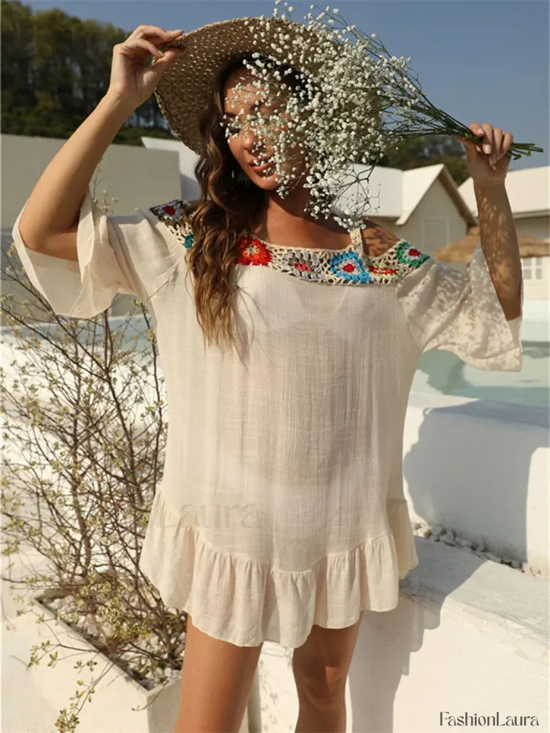 Off Shoulder Crochet Loose Cover Up - Image 16
