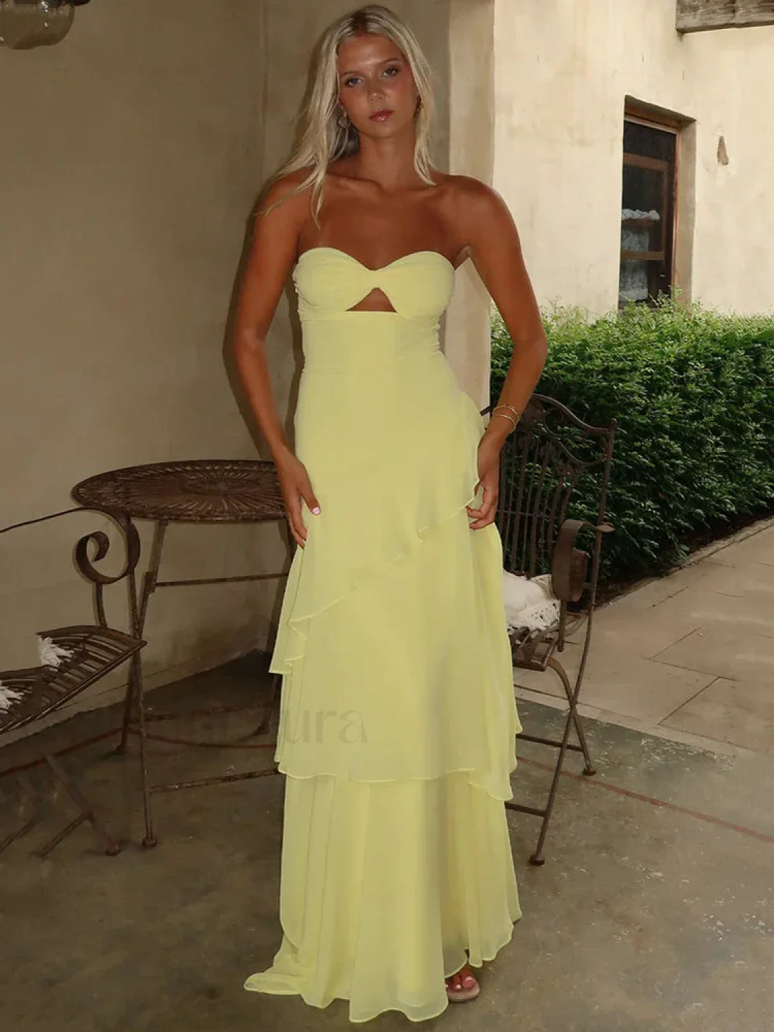 Off Shoulder Hollow Ruffle Maxi Dress - Image 10