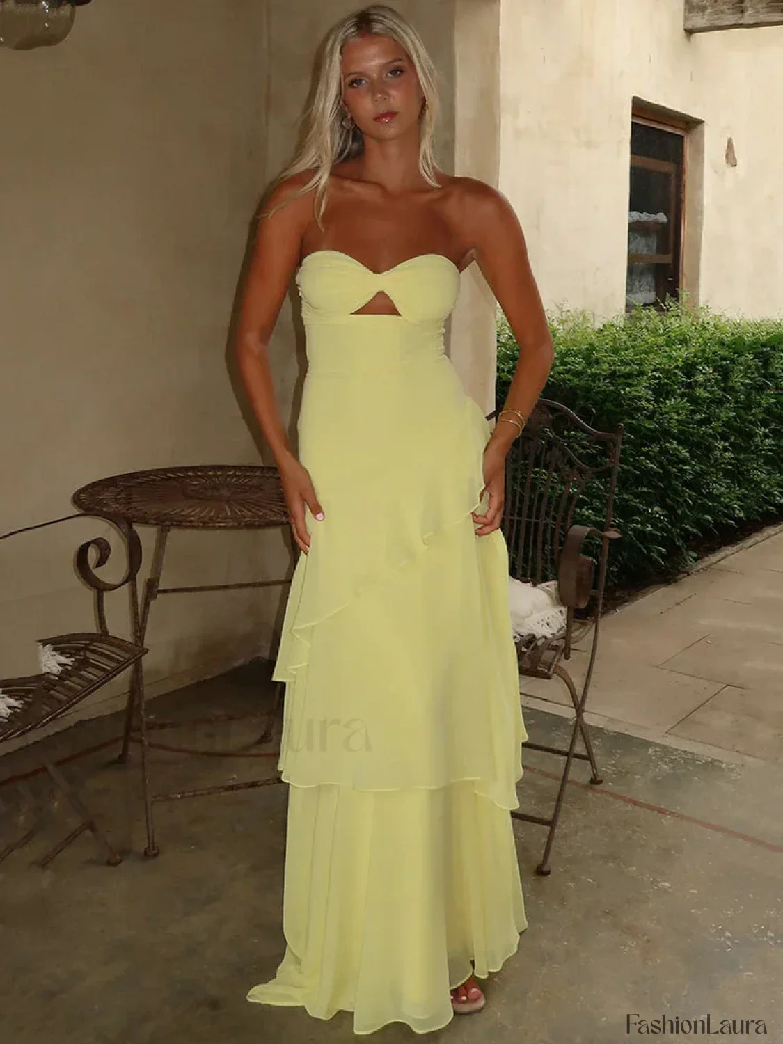 Off Shoulder Hollow Ruffle Maxi Dress - Image 16