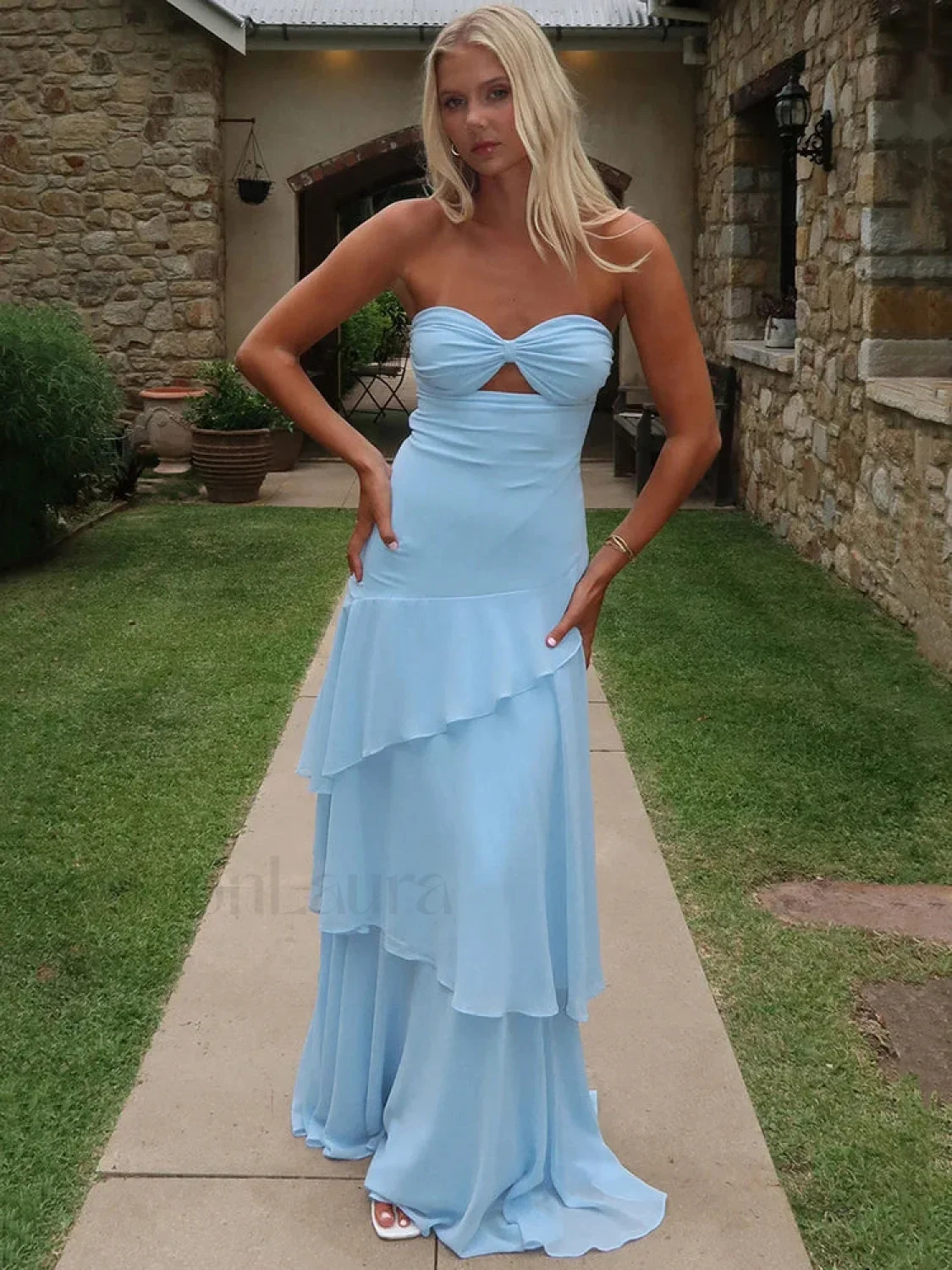 Off Shoulder Hollow Ruffle Maxi Dress - Image 5