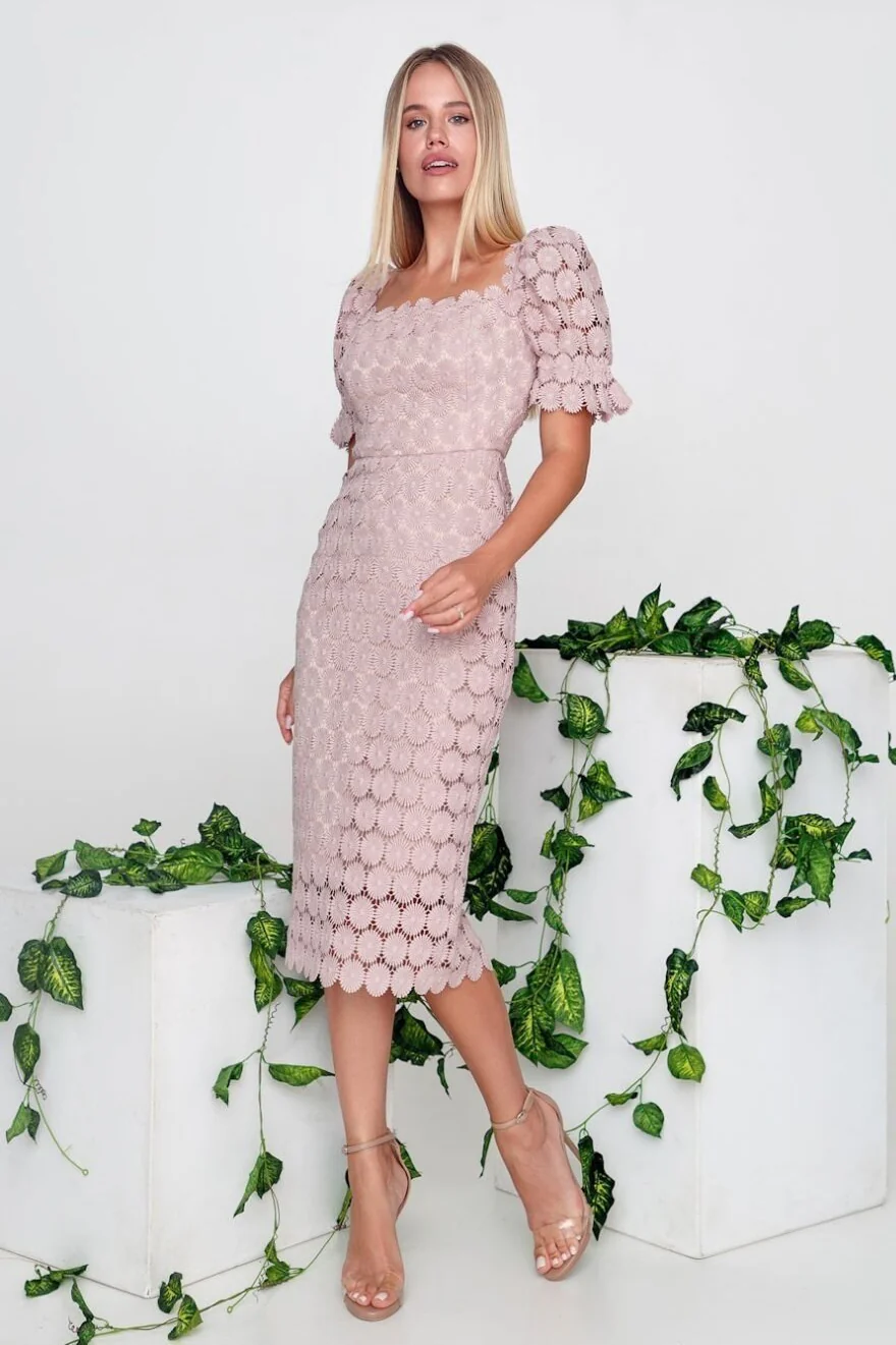 Off Shoulder Lace Bodycon Boho Dress - Image 3